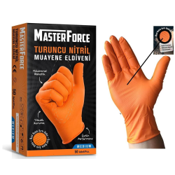 MASTER FORCE PUDRASIZ NİTRİL MUAYENE ELDİVENİ TURUNCU