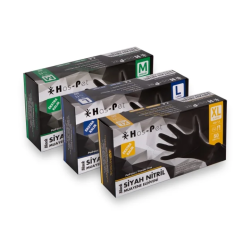 Haspet Extra Kalın Pudrasız Nitril Muayene Eldiveni Siyah 50'Li x 20 Paket ( 1.000 Adet )