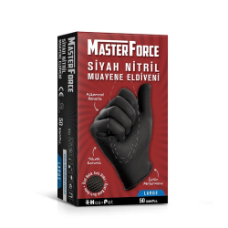 MASTER FORCE PUDRASIZ NİTRİL MUAYENE ELDİVENİ SİYAH