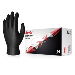 Beybi Diamond Pudrasız Nitril Muayene Eldiveni Siyah 100'Lü x 40 Paket ( 4.000 Adet )