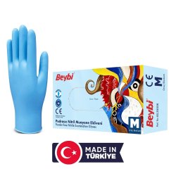 BEYBİ PUDRASIZ NİTRİL MUAYENE ELDİVENİ MAVİ (MDR)