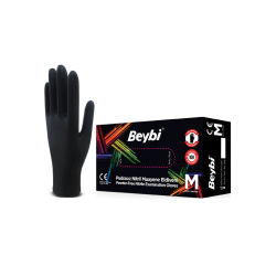 BEYBİ PUDRASIZ NİTRİL MUAYENE ELDİVENİ SİYAH (MDR)