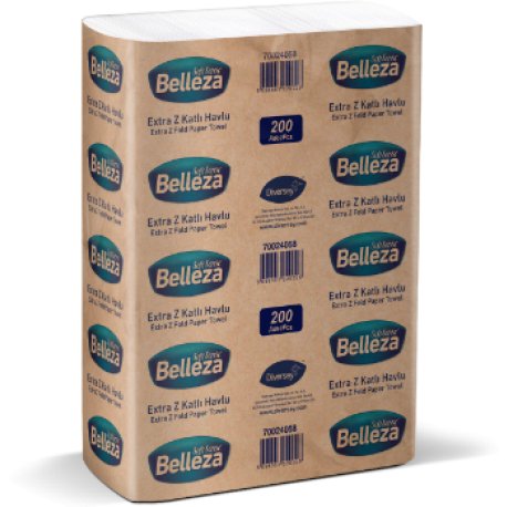 Belleza Extra Z Katlı Dispenser Havlu 200'Lü x 12 Paket (2.400 Yaprak)